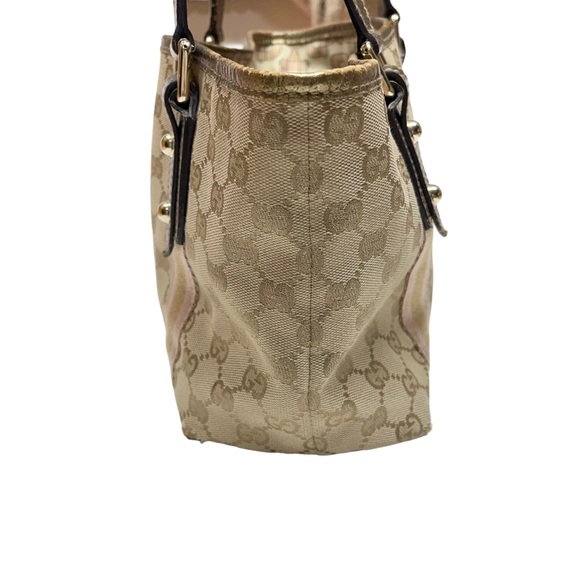 Gucci Handbag Tote Purse Sherry GG Canvas Beige Gold - Picture 6 of 12